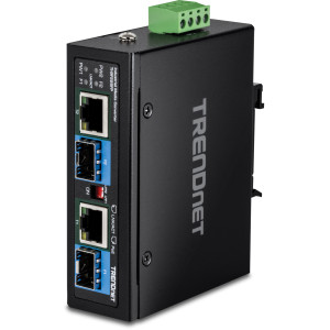 TRENDnet TI-BF22SFP Industrial Gigabit SFP Media Converter, IP30, DIN rail or wall mount